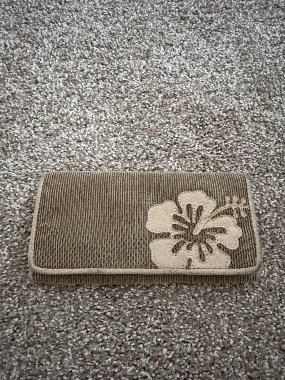 Beige Floral Hibiscus Clutch Wallet